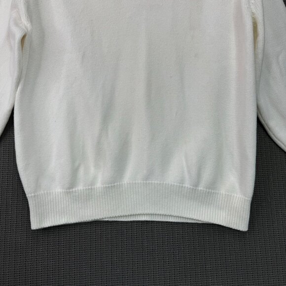 Lands End Mens size XL White V-Neck Pullover Sweater With Bell Leadership Logo - Picture 8 of 10